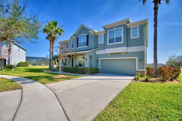 view of front of house featuring a garage and a front yard