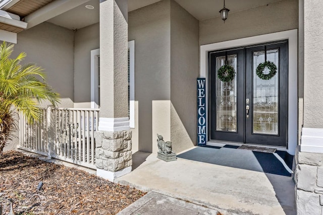 property entrance with french doors