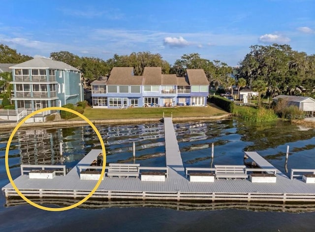 view of dock featuring a water view