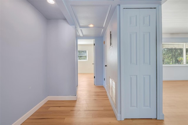 hall with light wood-type flooring