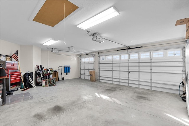 garage with a garage door opener