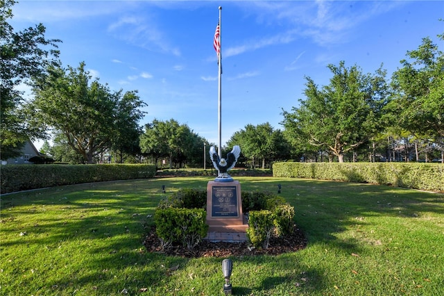 view of community featuring a lawn