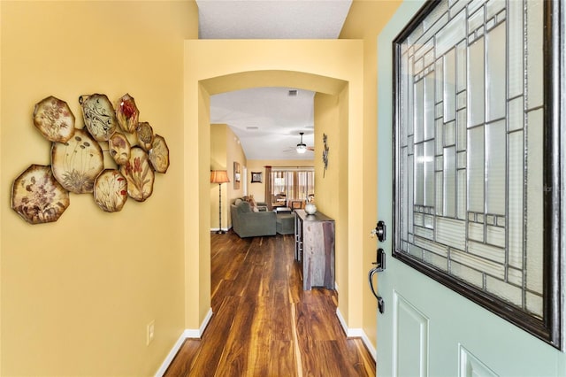 corridor featuring dark hardwood / wood-style floors