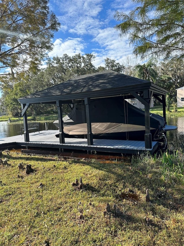 view of dock featuring a water view