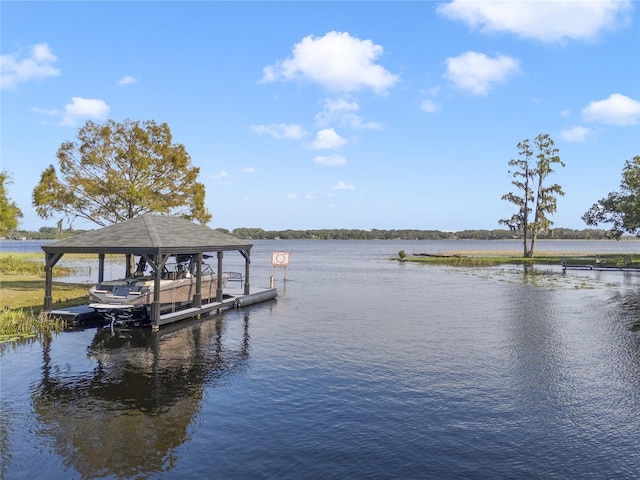 dock area featuring a water view