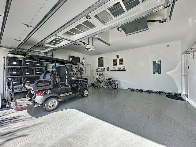 garage with a garage door opener