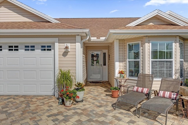 entrance to property with a garage