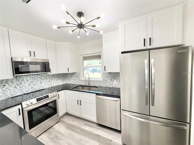 kitchen with white cabinetry, sink, tasteful backsplash, and appliances with stainless steel finishes