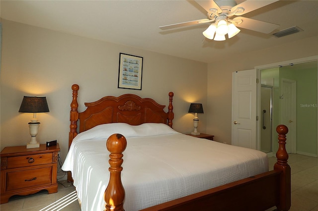 bedroom featuring ceiling fan