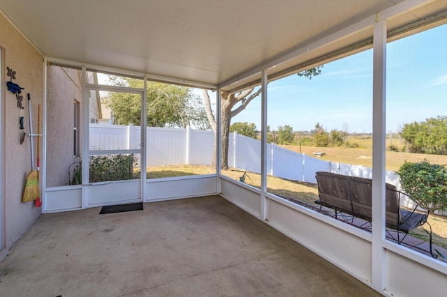 view of unfurnished sunroom