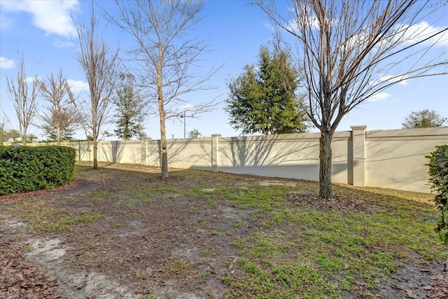 view of yard featuring a fenced backyard