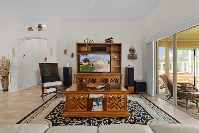 view of tiled living room