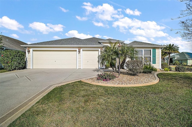 view of front of house featuring a garage and a front yard