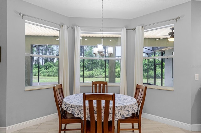 dining area with a chandelier