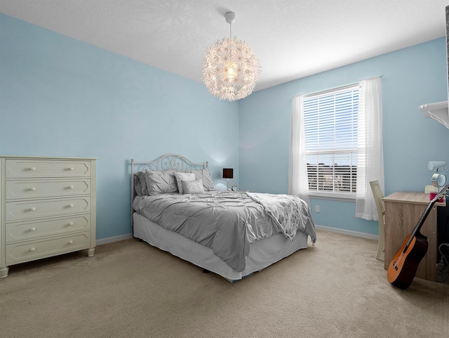 887 Daisy Hill Ct, Apopka, FL 32712 - bedroom with light colored carpet and a notable chandelier