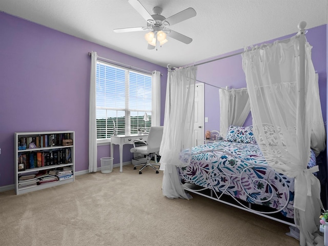 887 Daisy Hill Ct, Apopka, FL 32712 - bedroom with a textured ceiling, carpet floors, and ceiling fan