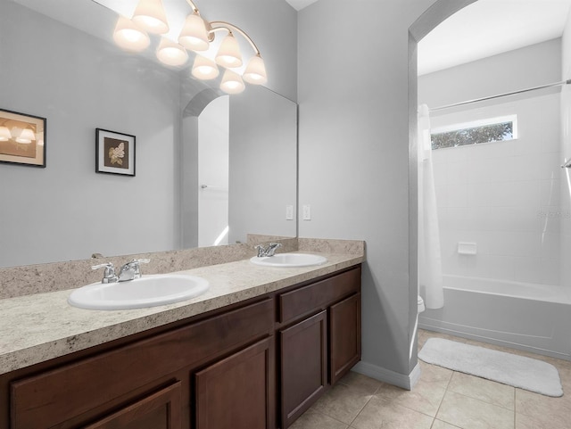 887 Daisy Hill Ct, Apopka, FL 32712 - bathroom with shower / tub combo with curtain, vanity, and tile patterned flooring