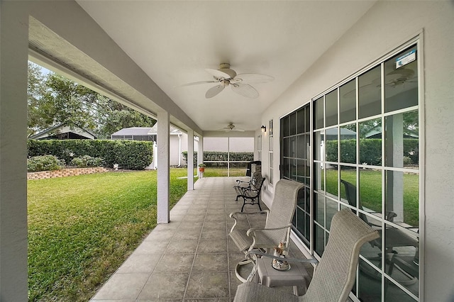 view of patio with ceiling fan