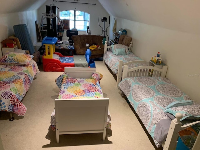 bedroom featuring vaulted ceiling