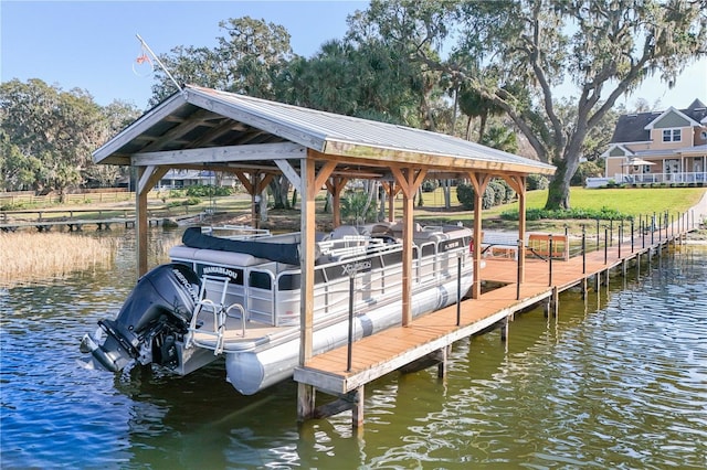 view of dock featuring a water view