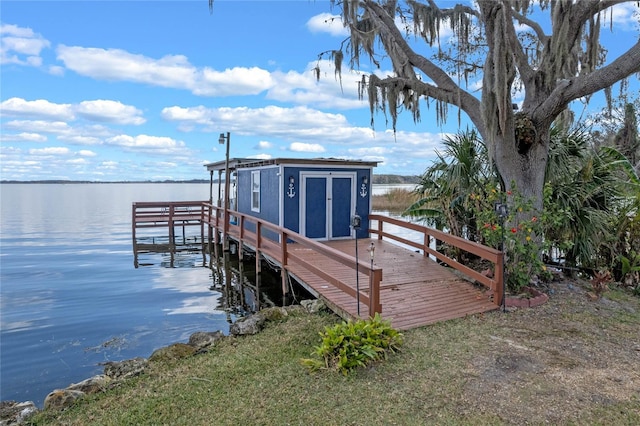 view of dock featuring a water view