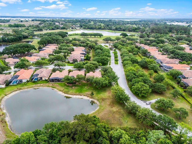bird's eye view with a water view and a residential view