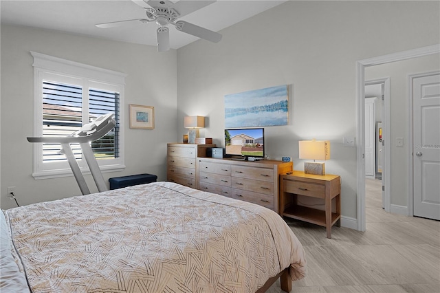 bedroom featuring ceiling fan