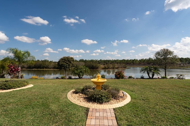 view of yard featuring a water view