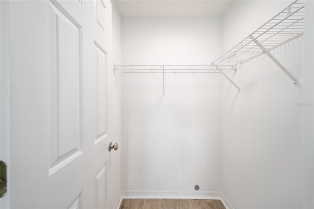 spacious closet with light hardwood / wood-style flooring