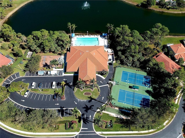 bird's eye view featuring a water view