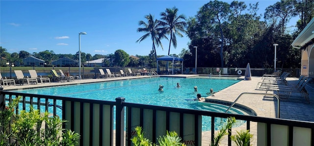 view of pool featuring a patio