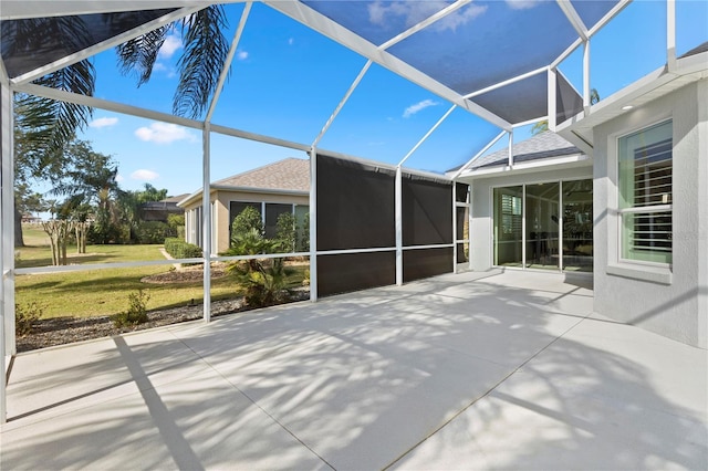 unfurnished sunroom with vaulted ceiling