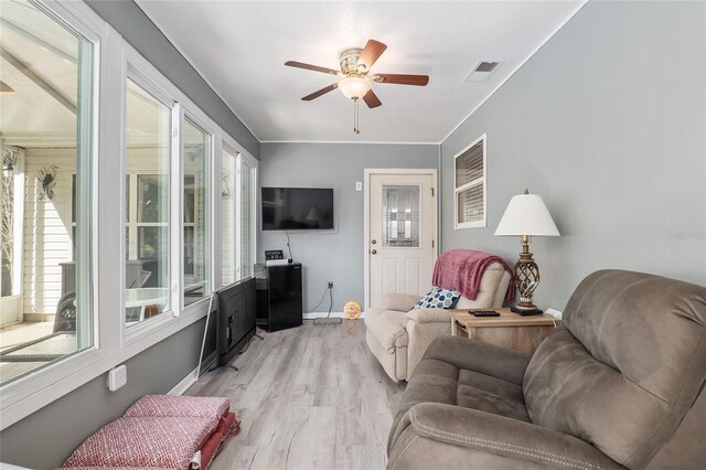 8373 SE 177th Bartram Loop, The Villages, FL 32162 - living room with light hardwood / wood-style flooring and ceiling fan