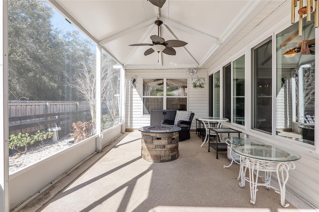 8373 SE 177th Bartram Loop, The Villages, FL 32162 - sunroom featuring lofted ceiling and ceiling fan