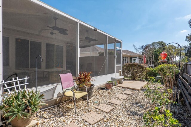 8373 SE 177th Bartram Loop, The Villages, FL 32162 - view of patio / terrace featuring a sunroom and ceiling fan