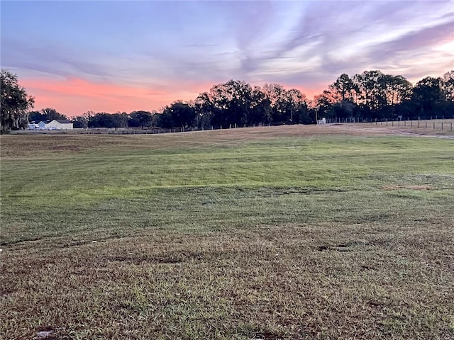 yard at dusk with a rural view