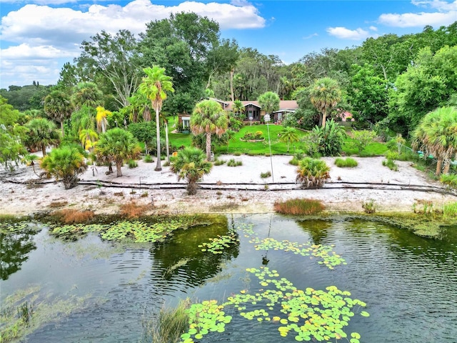 view of property's community with a water view