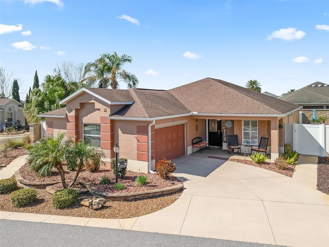 ranch-style house featuring a garage