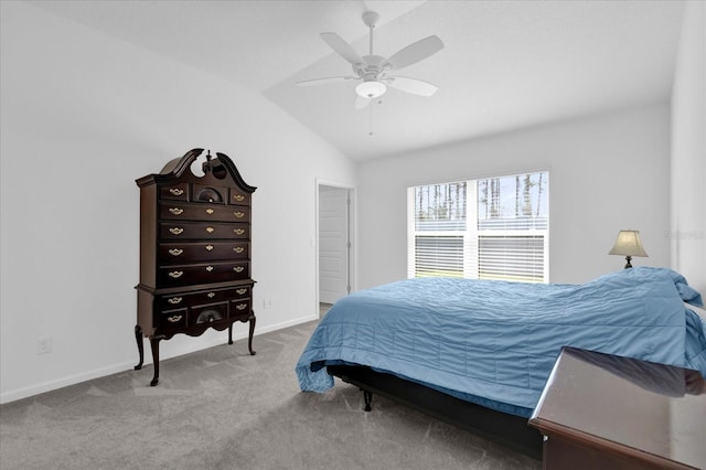 1392 Kenneth St, The Villages, FL 34762 - bedroom featuring ceiling fan, carpet floors, and vaulted ceiling