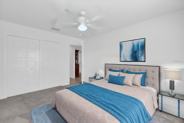 1392 Kenneth St, The Villages, FL 34762 - bedroom with carpet, ceiling fan, and a closet