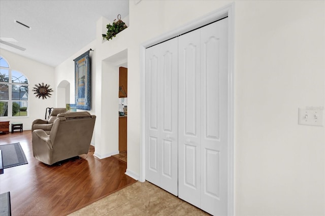 hall featuring light hardwood / wood-style floors