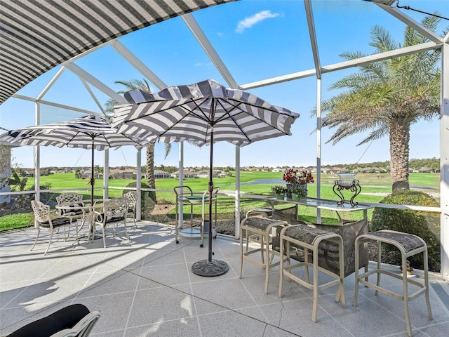 view of patio featuring view of golf course