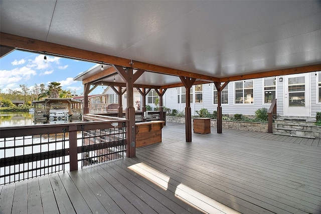 deck with a water view