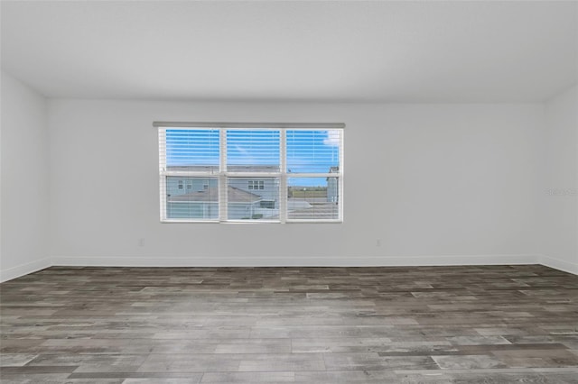 empty room with hardwood / wood-style flooring and plenty of natural light