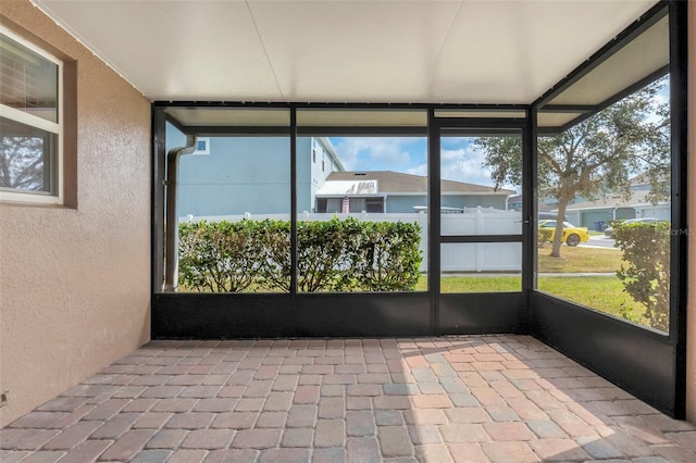 view of unfurnished sunroom