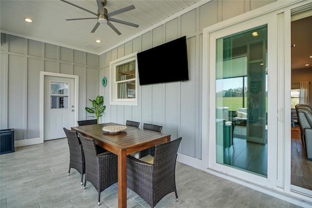 view of patio / terrace featuring ceiling fan