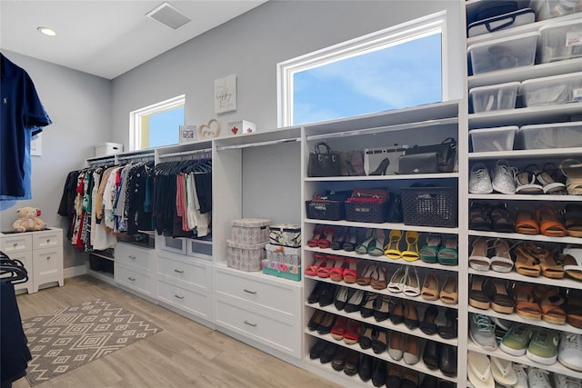 spacious closet with light wood-type flooring