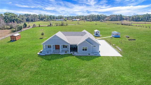 drone / aerial view with a rural view