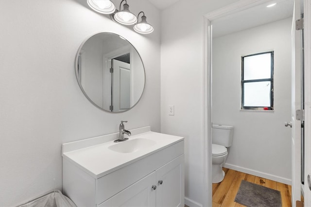 4723 Crk 306, Lake Panasoffkee, FL 33538 - bathroom with hardwood / wood-style flooring, vanity, and toilet