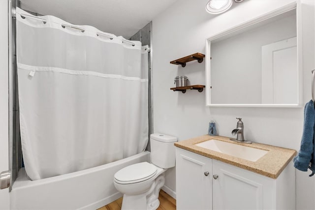 4723 Crk 306, Lake Panasoffkee, FL 33538 - full bathroom featuring vanity, hardwood / wood-style floors, shower / tub combo, and toilet